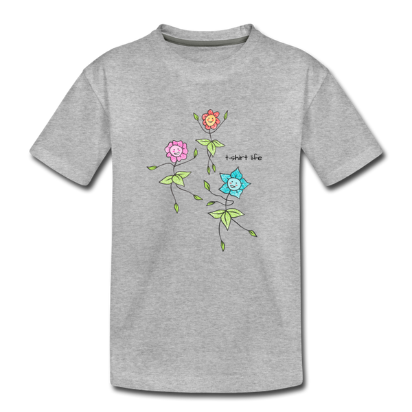 Floral Tee - heather gray