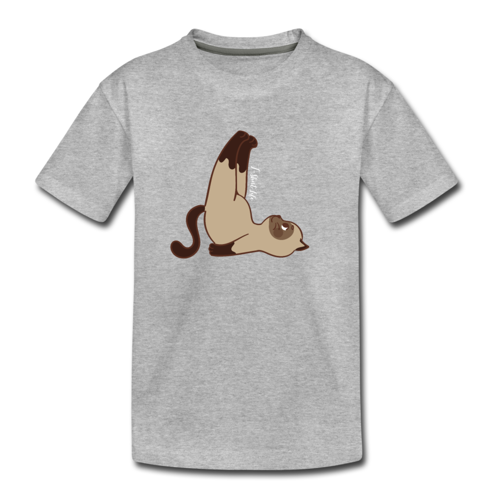 Kids' Premium Yoga Cat T-Shirt - heather gray