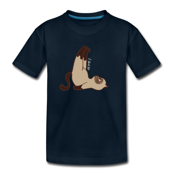 Kids' Premium Yoga Cat T-Shirt - deep navy