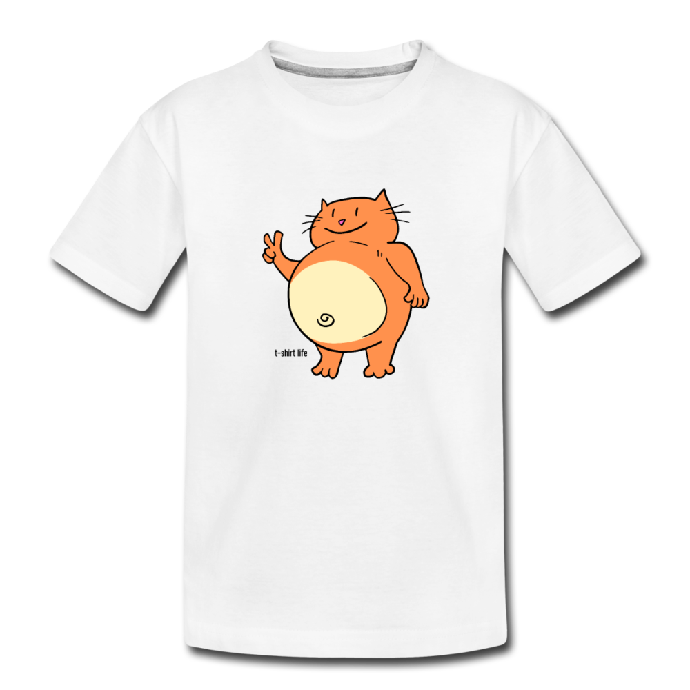 Kids' Premium Happy Cat T-Shirt - white