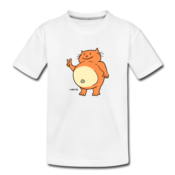 Kids' Premium Happy Cat T-Shirt - white