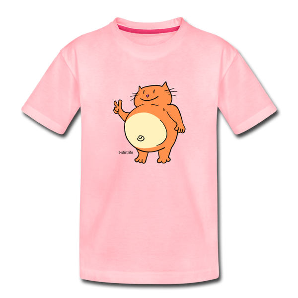 Kids' Premium Happy Cat T-Shirt - pink