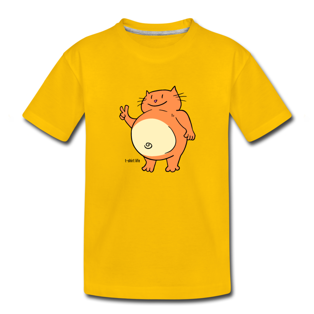 Kids' Premium Happy Cat T-Shirt - sun yellow