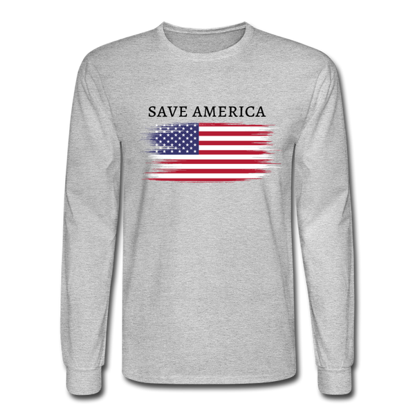 Save America Long Sleeve Tee - heather gray