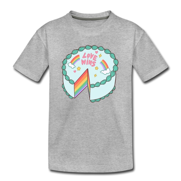 Kids' Premium Love Wins T-Shirt - heather gray