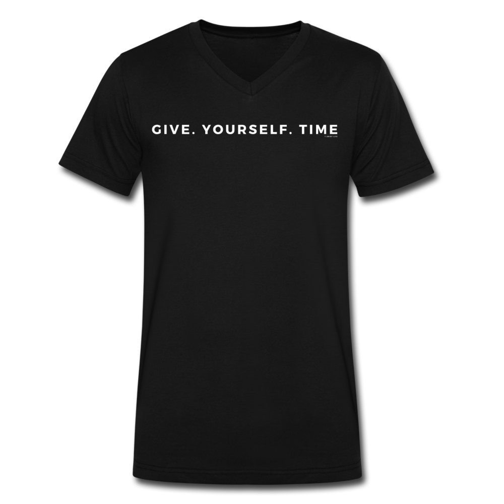 Premium V-neck Give Yourself Time Tee - black