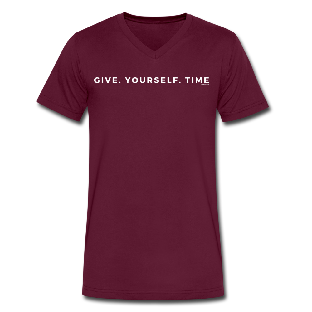 Premium V-neck Give Yourself Time Tee - maroon