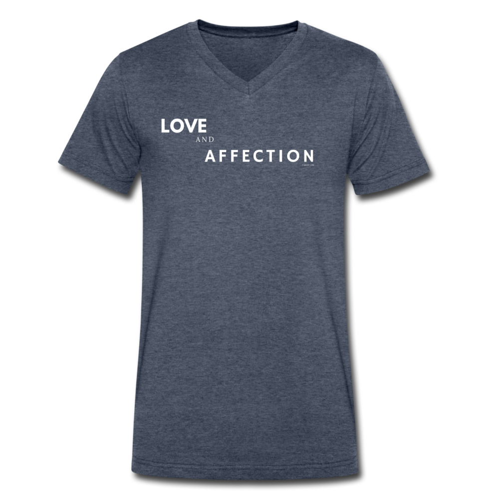 Premium V-Neck Love and Affection Tee - heather navy