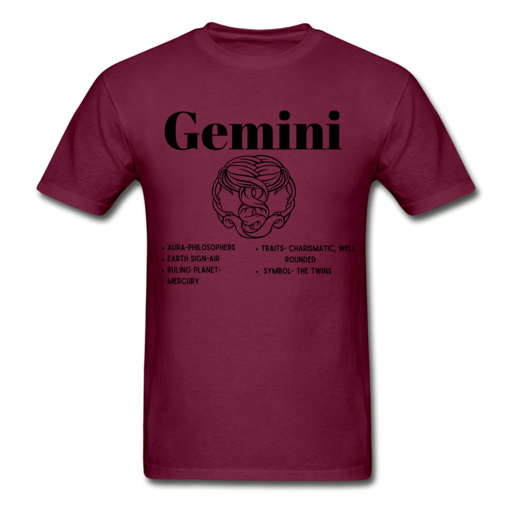 Gemini Zodiac Tee - burgundy