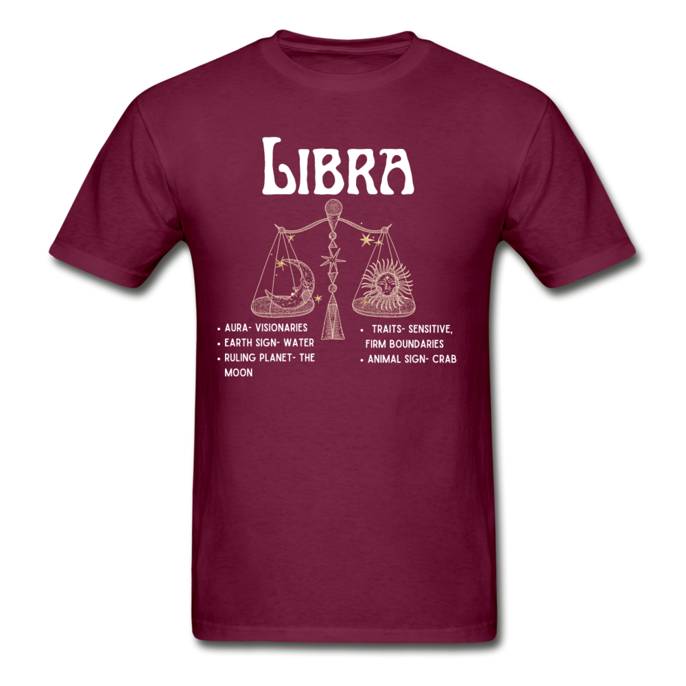 Libra Zodiac Tee - burgundy