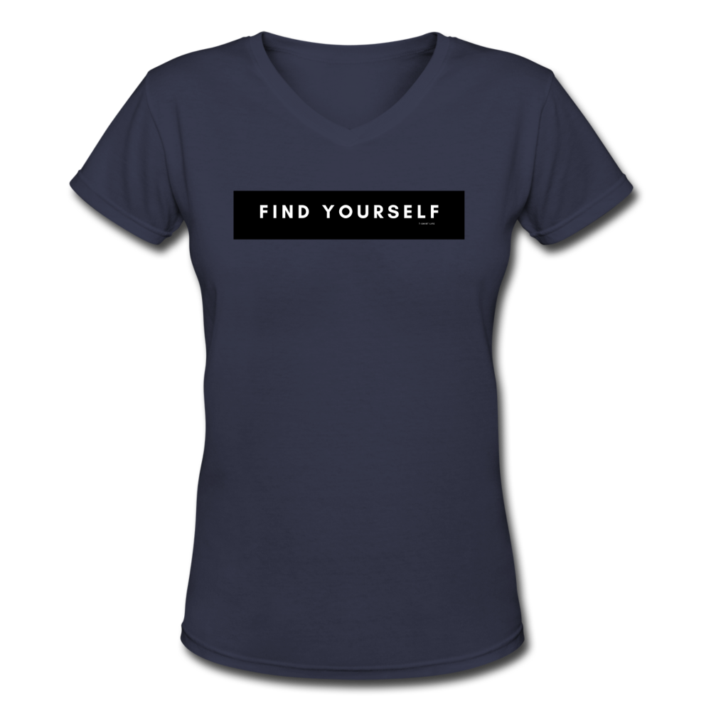 Women's V-Neck Find Yourself T-Shirt - navy