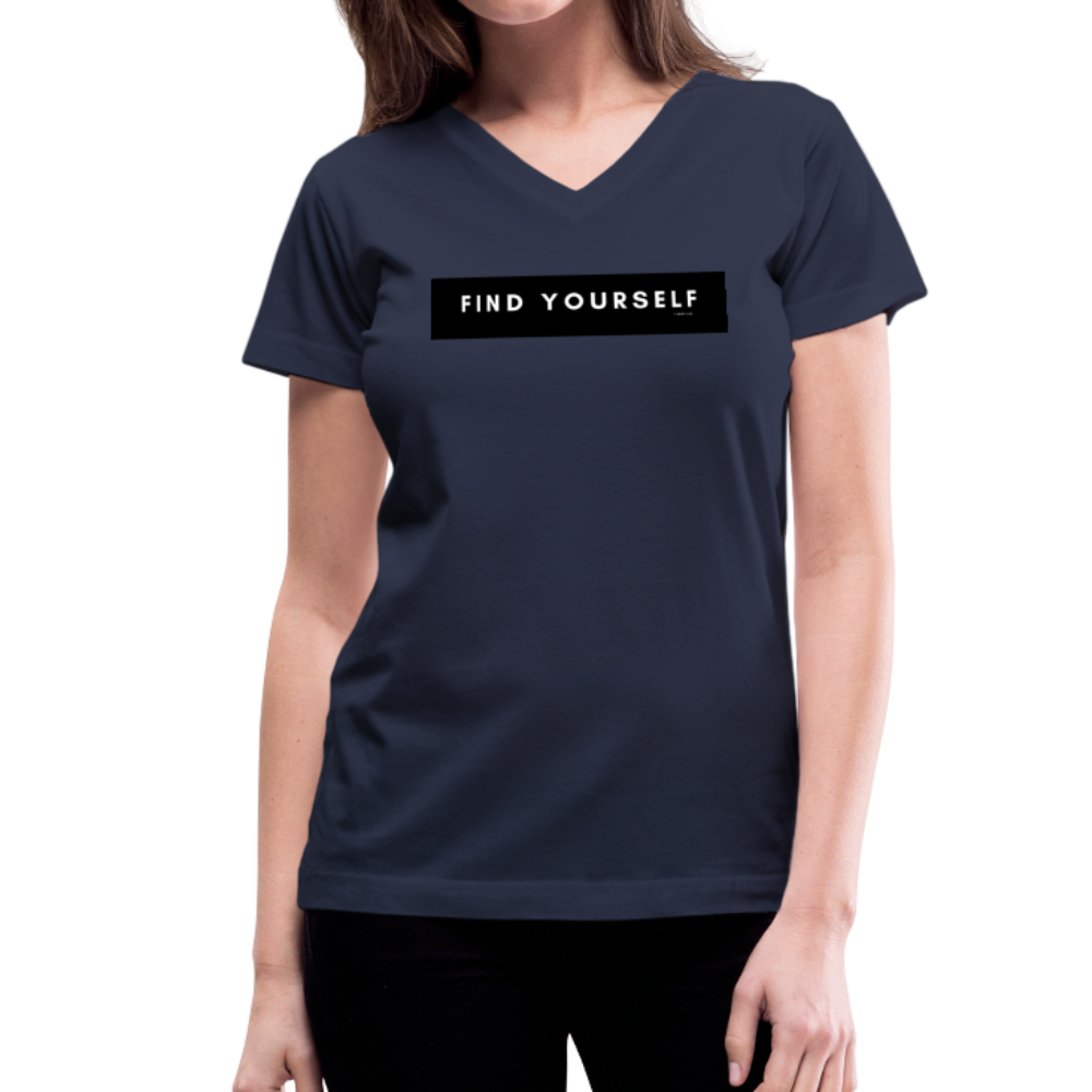 Women's V-Neck Find Yourself T-Shirt - navy
