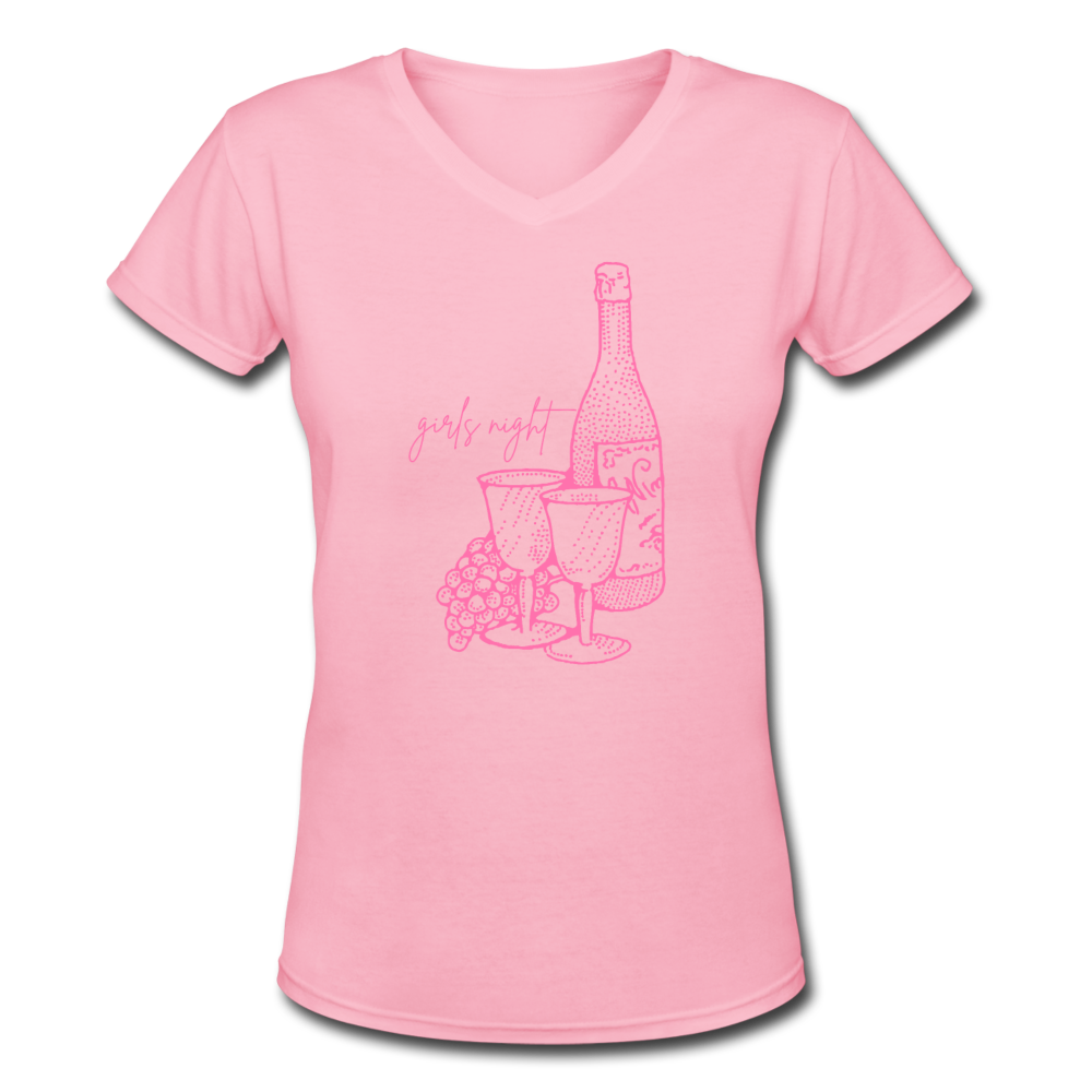Women's V-Neck Girls Night T-Shirt - pink