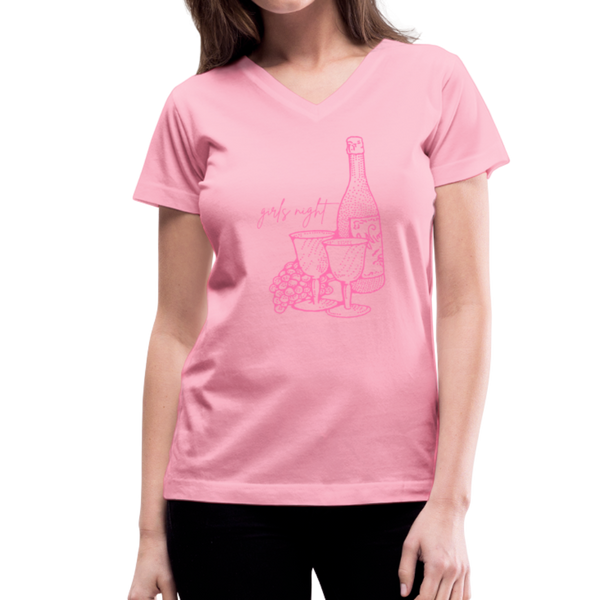 Women's V-Neck Girls Night T-Shirt - pink