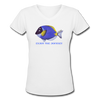 Women's V-Neck Fish T-Shirt - white