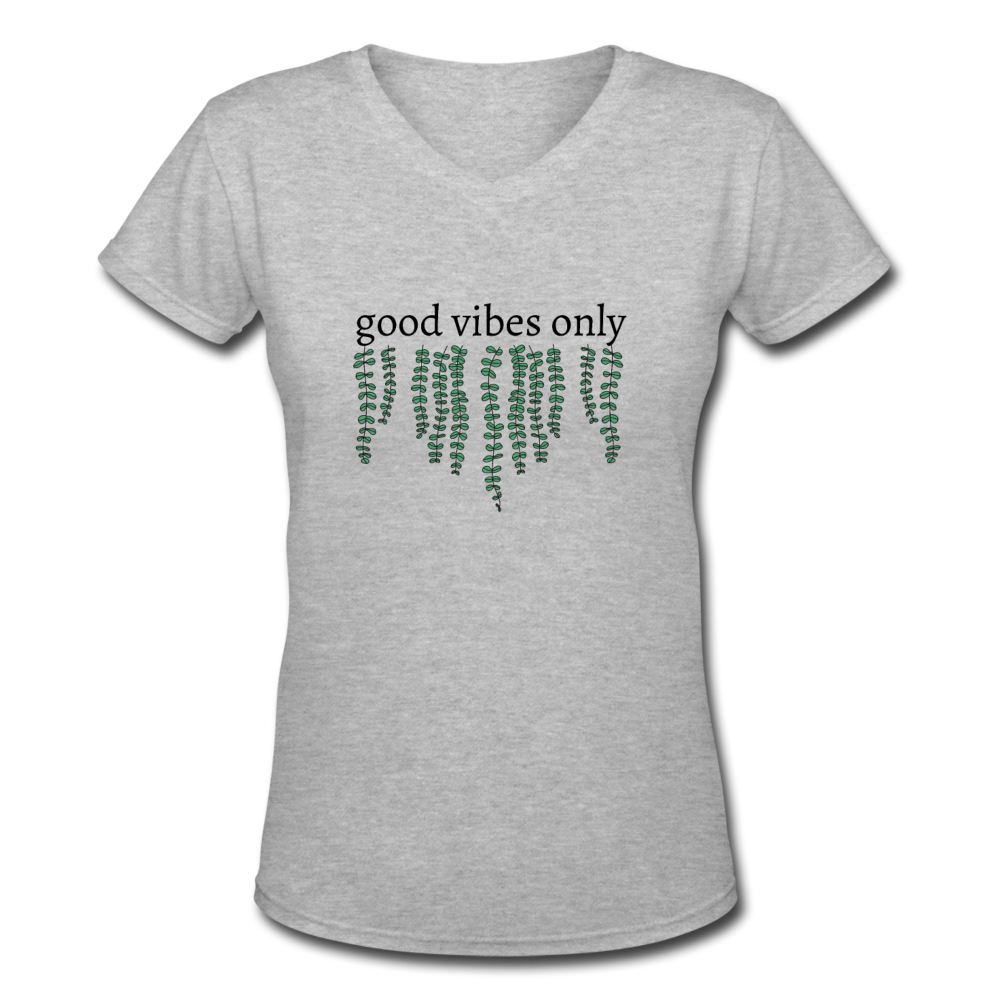 Women's V-Neck Good Vibes T-Shirt - gray