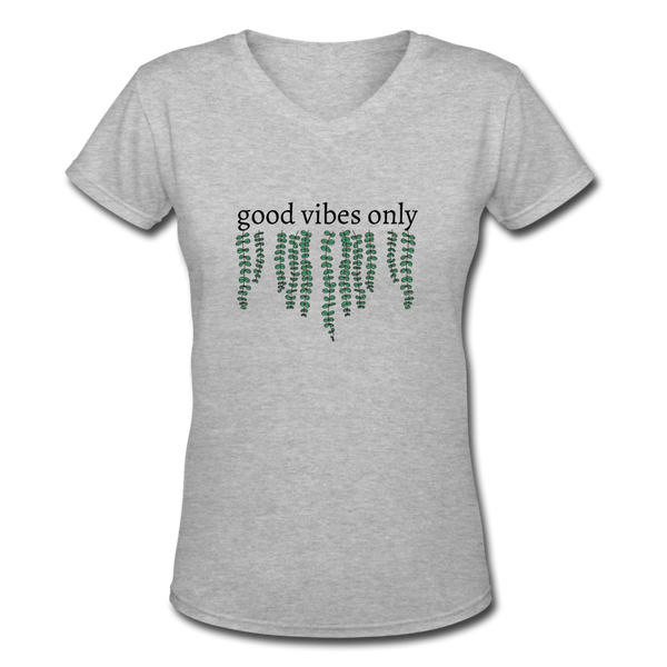 Women's V-Neck Good Vibes T-Shirt - gray