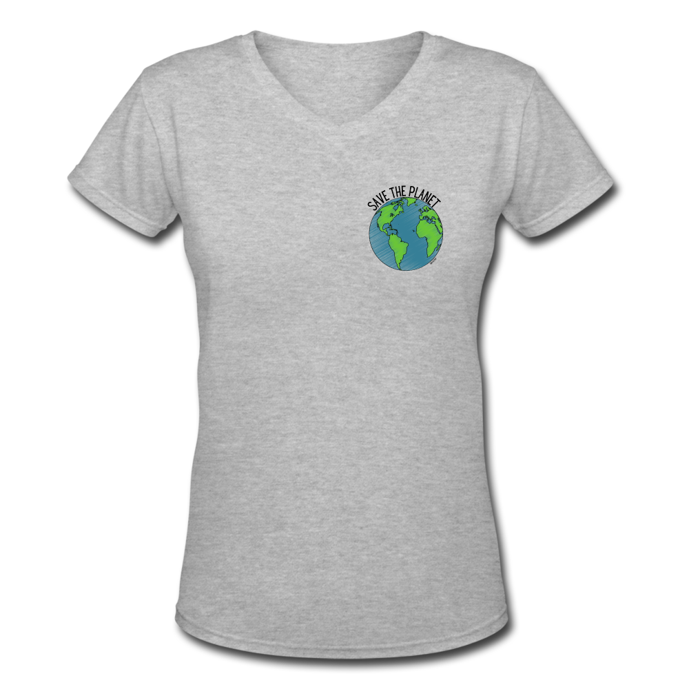 Women's V-Neck Planet T-Shirt - gray