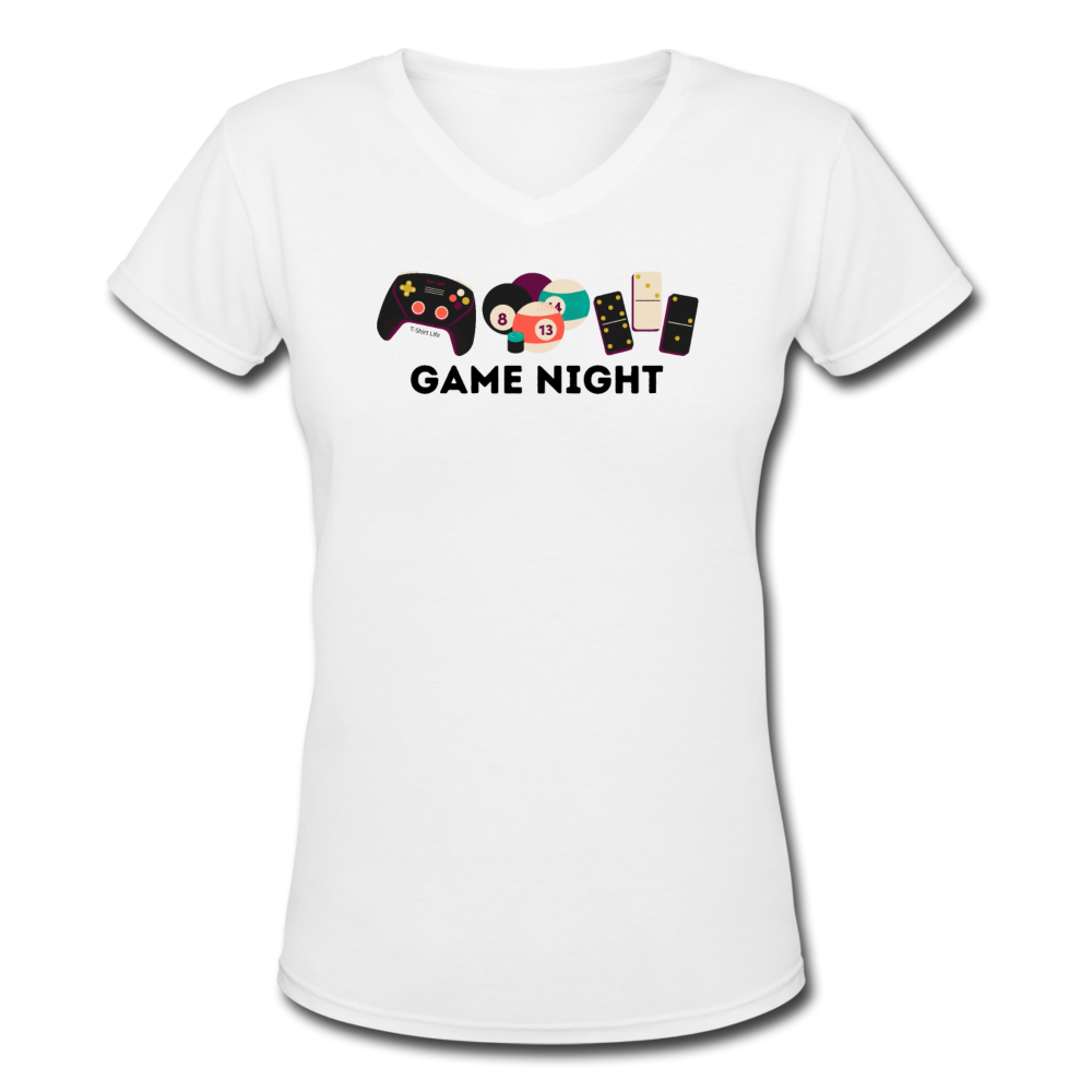 Women's V-Neck Game Night T-Shirt - white