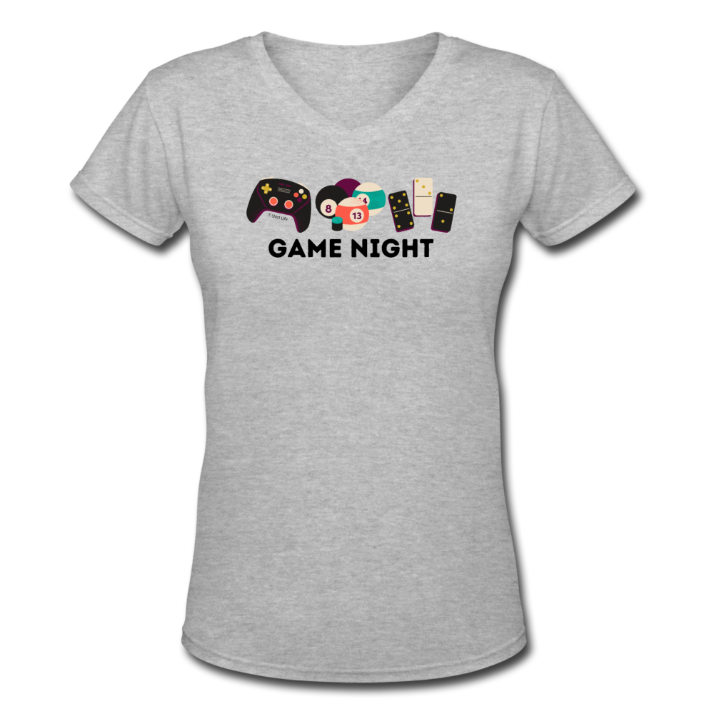 Women's V-Neck Game Night T-Shirt - gray