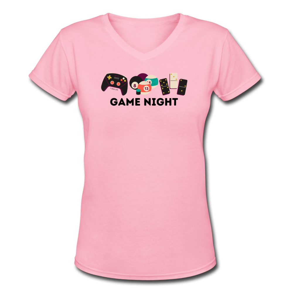 Women's V-Neck Game Night T-Shirt - pink