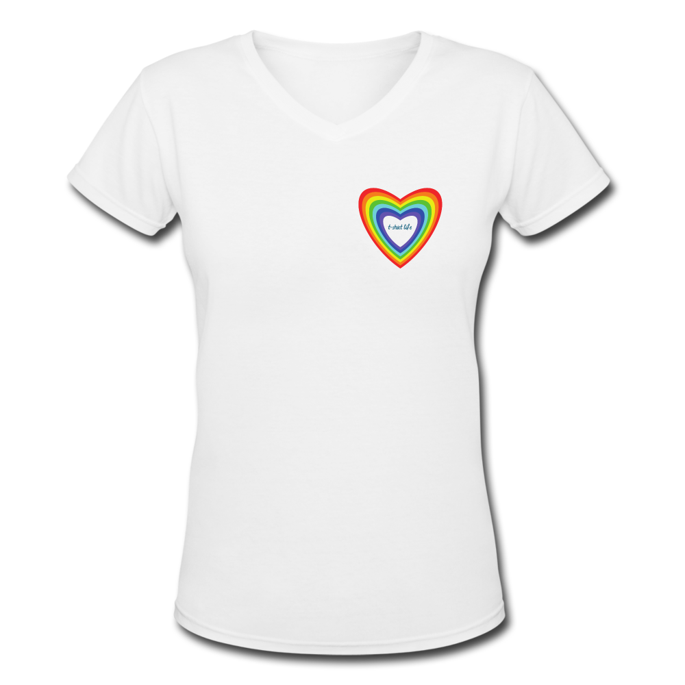 Women's V-Neck Rainbow T-Shirt - white