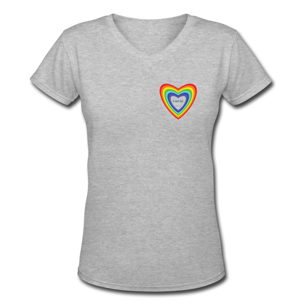 Women's V-Neck Rainbow T-Shirt - gray