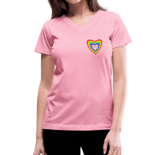 Women's V-Neck Rainbow T-Shirt - pink