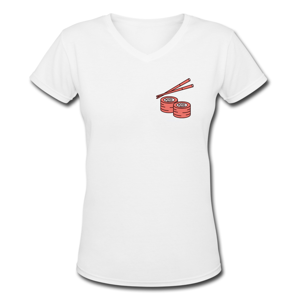 Women's V-Neck Sushi T-Shirt - white