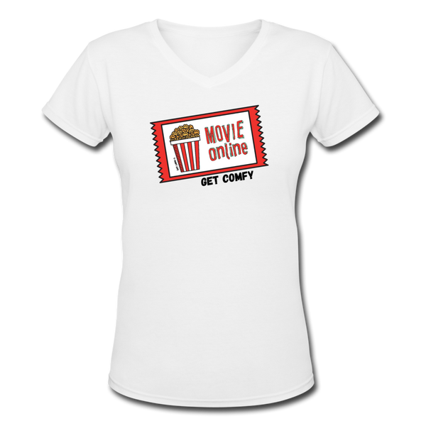 Women's V-Neck Movie Online T-Shirt - white