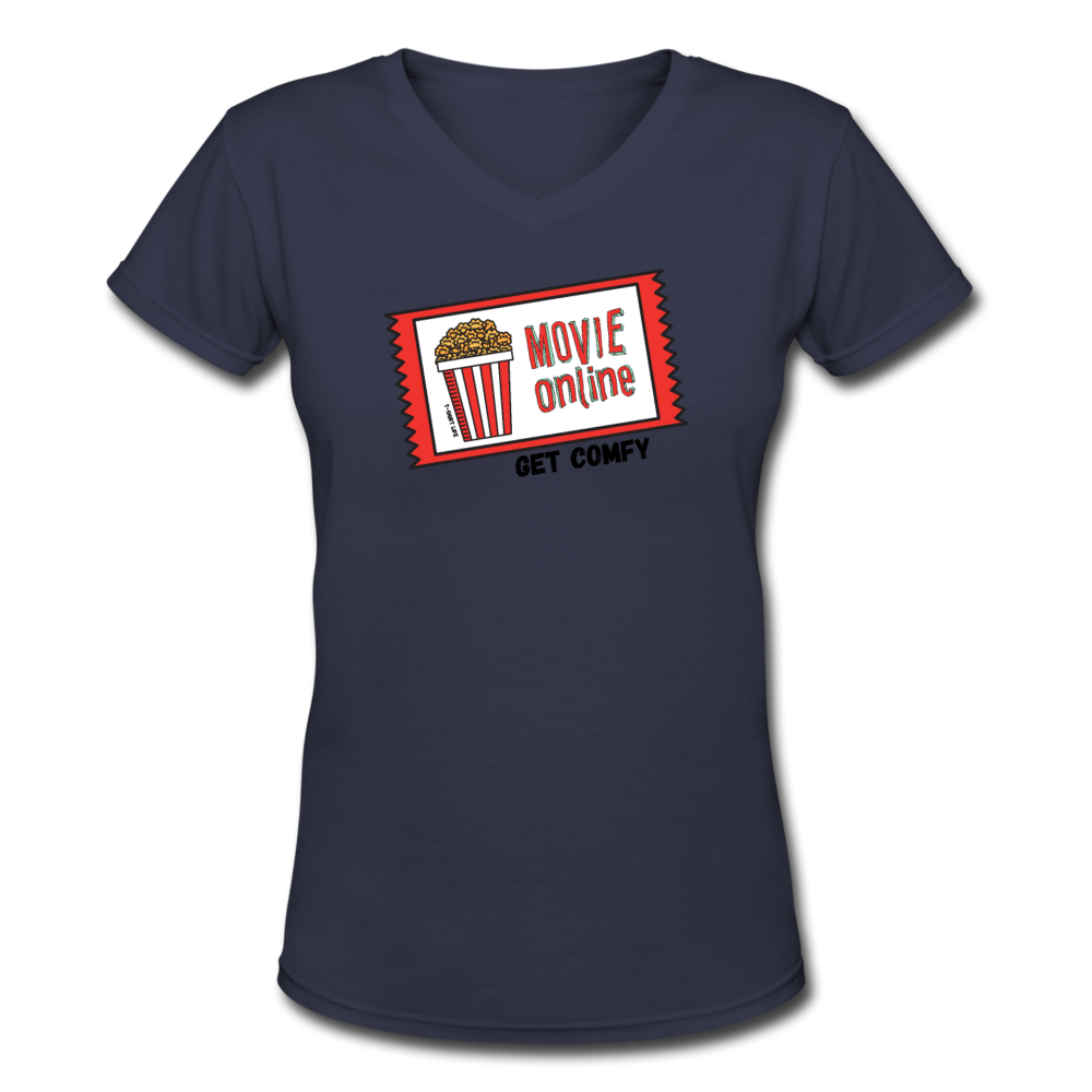 Women's V-Neck Movie Online T-Shirt - navy