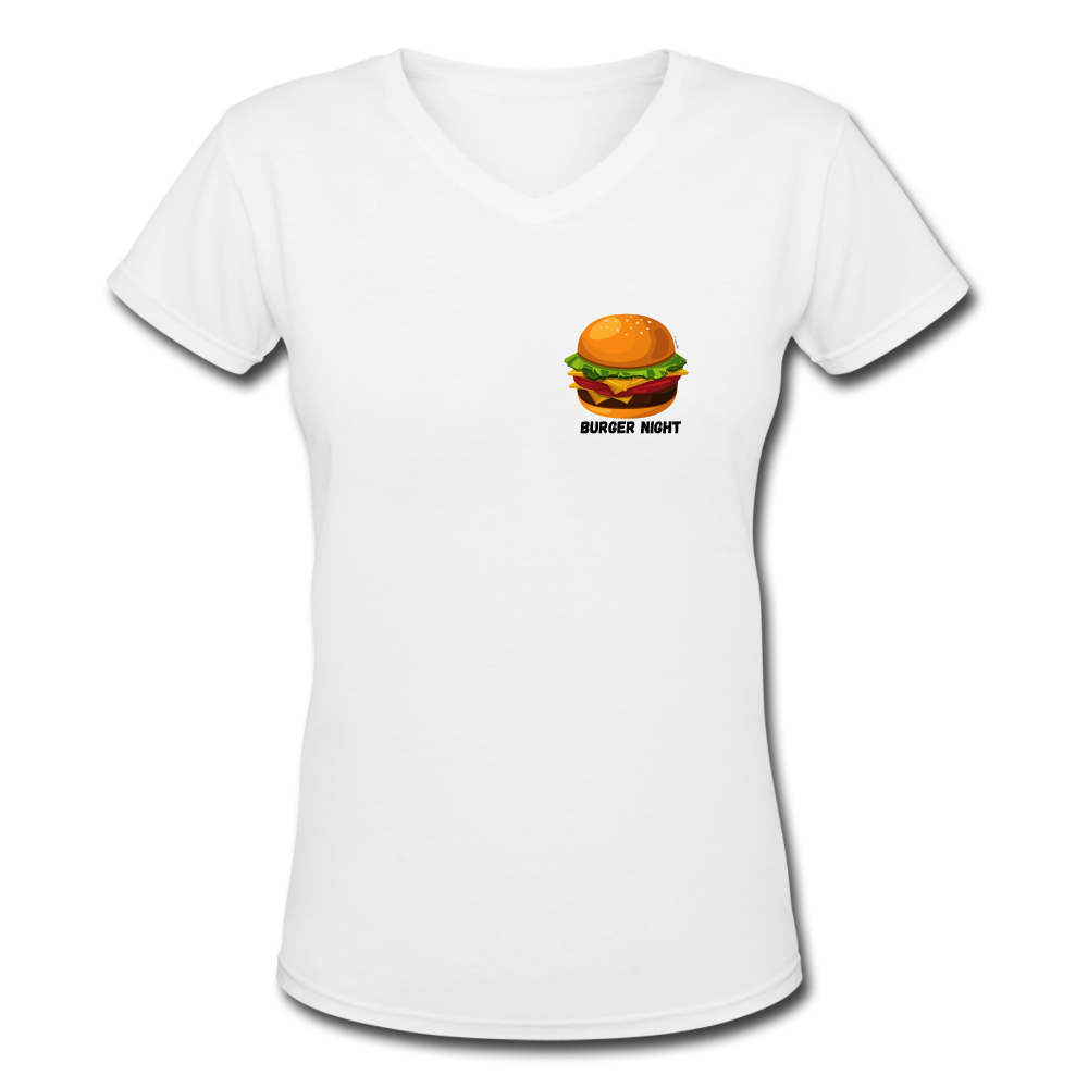 Women's V-Neck Burger T-Shirt - white