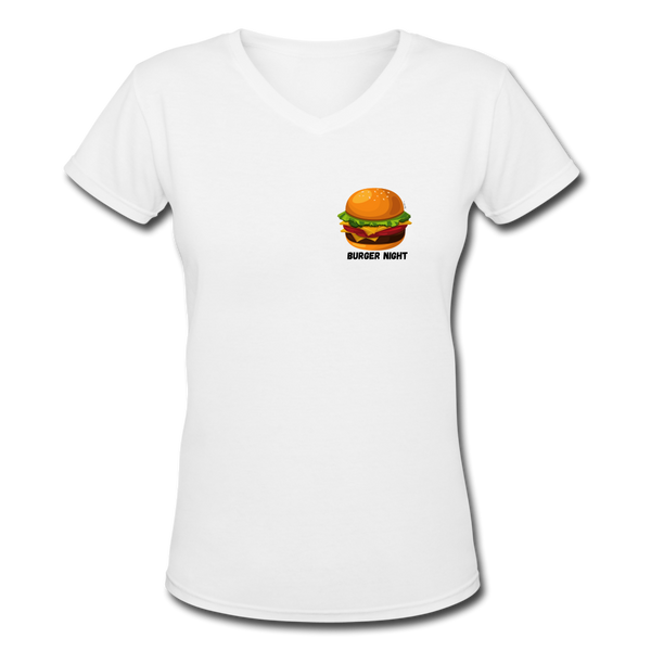 Women's V-Neck Burger T-Shirt - white