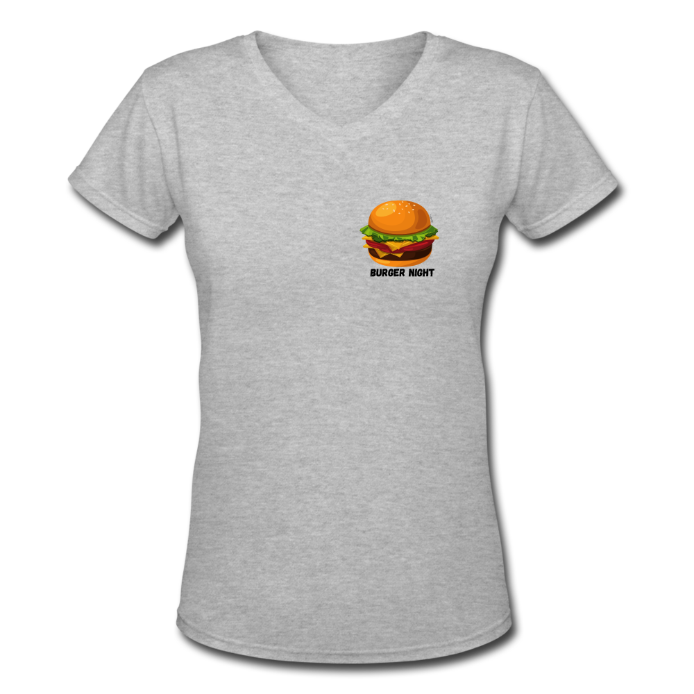 Women's V-Neck Burger T-Shirt - gray