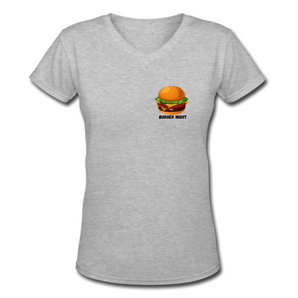 Women's V-Neck Burger T-Shirt - gray