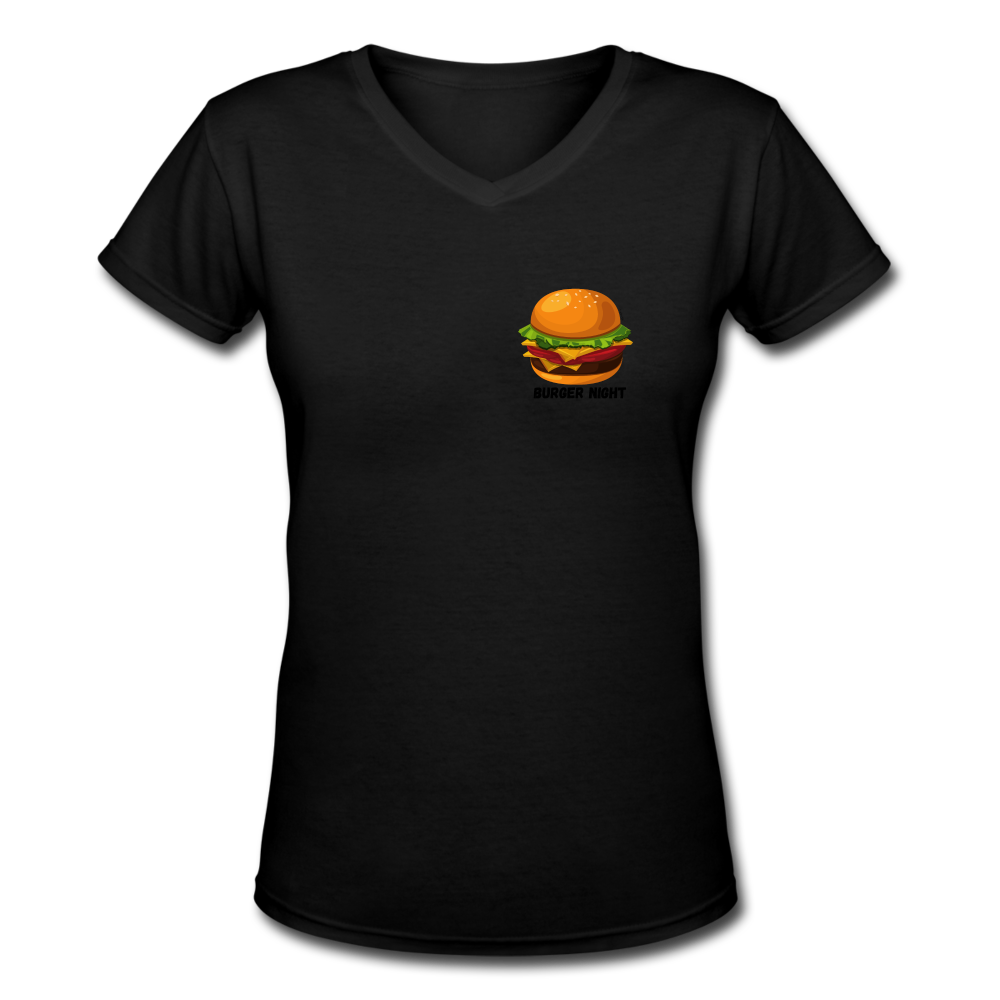 Women's V-Neck Burger T-Shirt - black