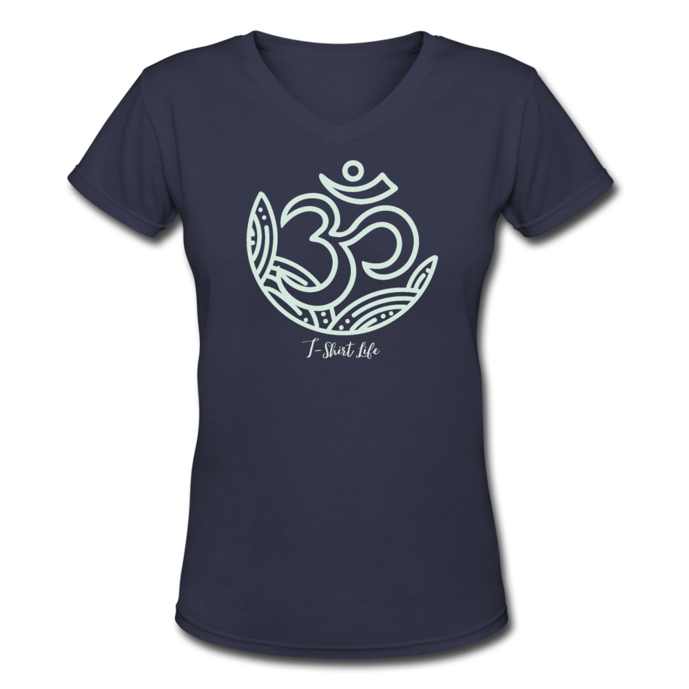 Women's V-Neck Om T-Shirt - navy