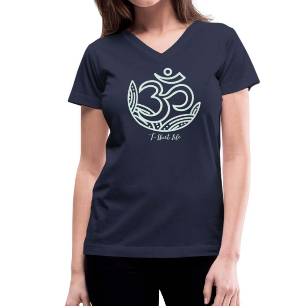 Women's V-Neck Om T-Shirt - navy