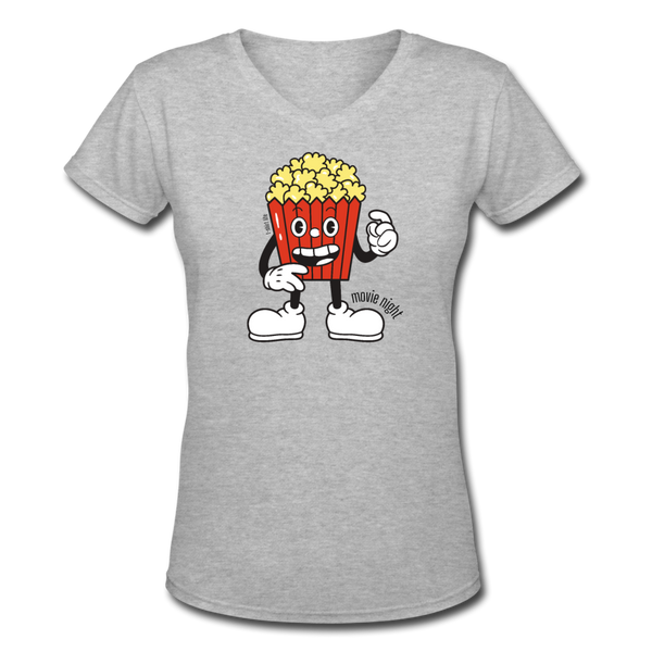 Women's V-Neck Popcorn T-Shirt - gray