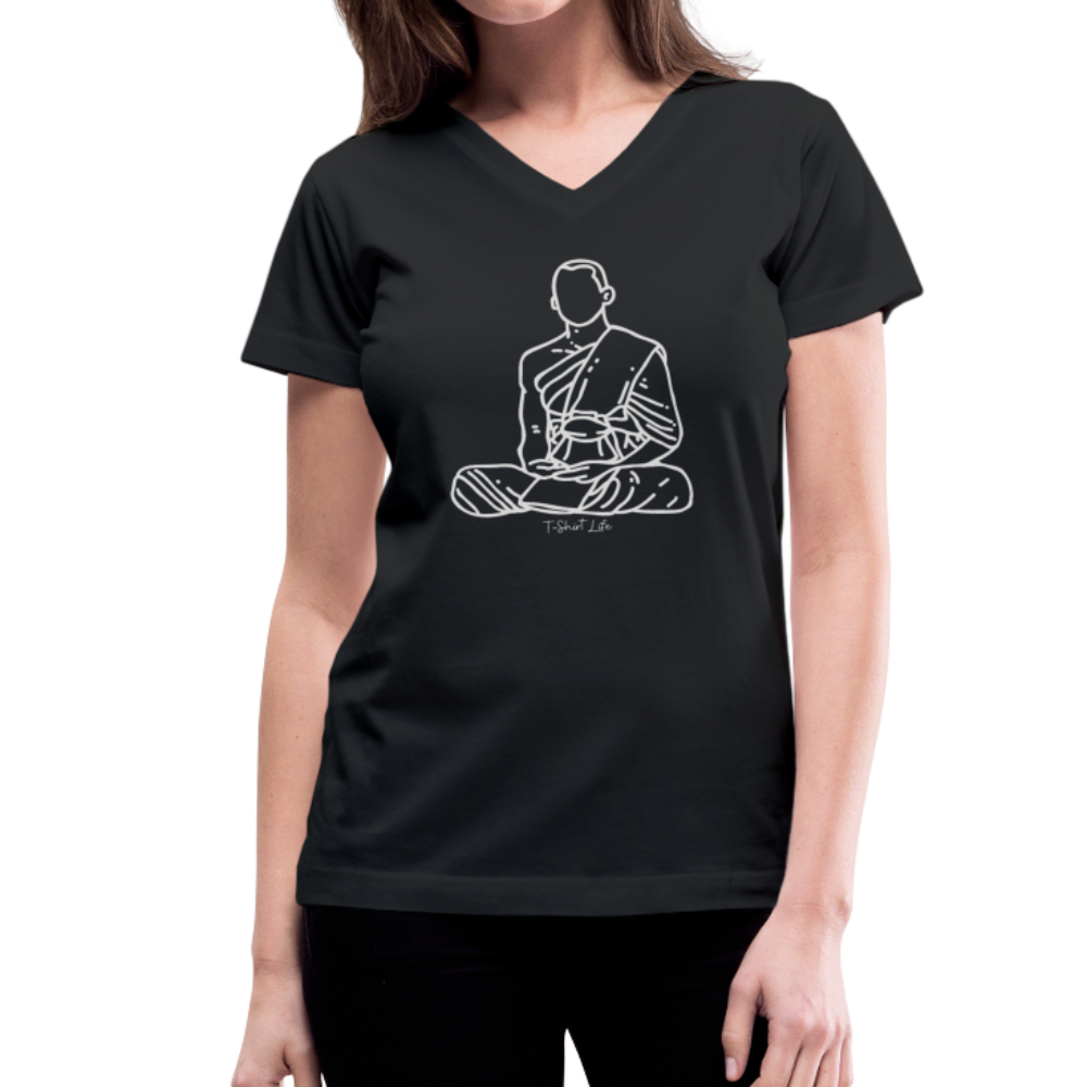 Women's V-Neck Peace T-Shirt - black