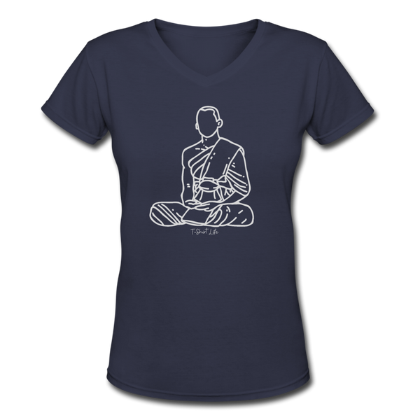 Women's V-Neck Peace T-Shirt - navy