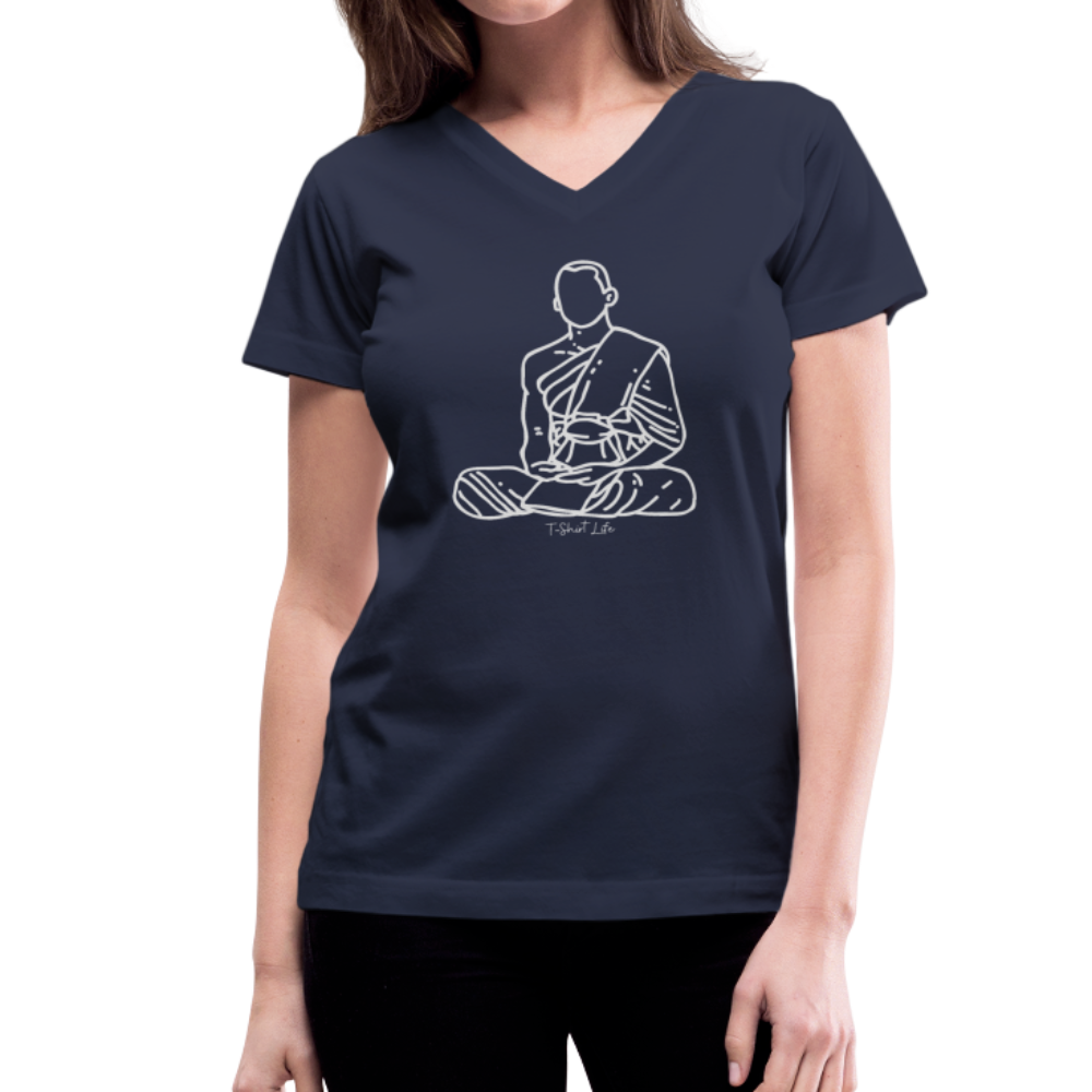 Women's V-Neck Peace T-Shirt - navy