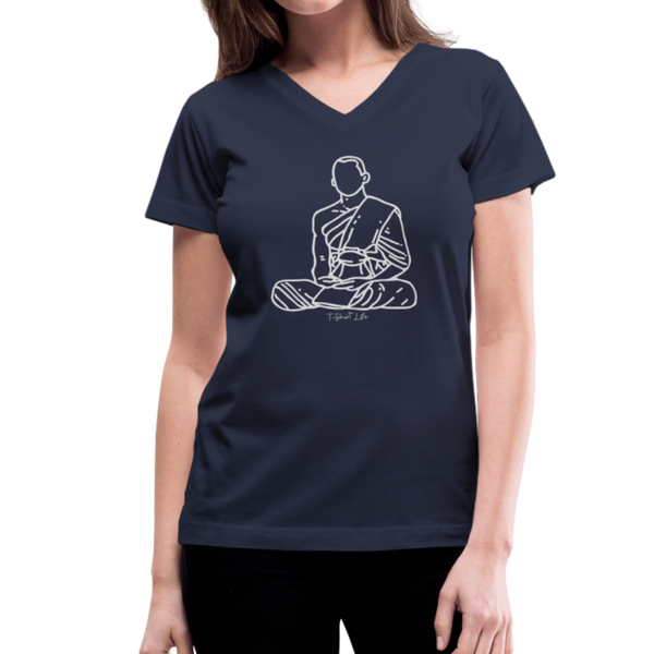 Women's V-Neck Peace T-Shirt - navy