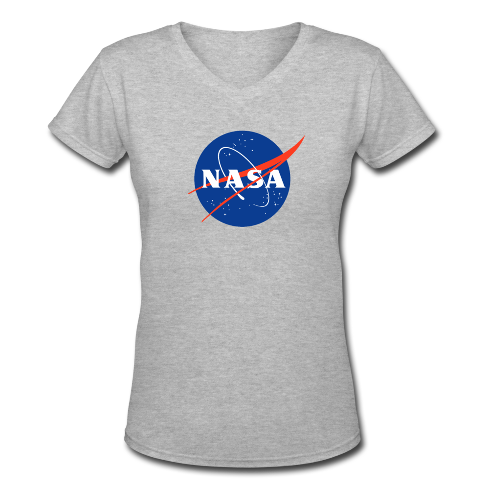 Women's V-Neck Nasa T-Shirt - gray