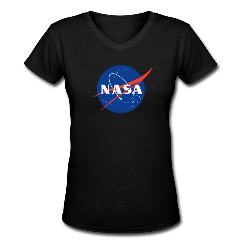 Women's V-Neck Nasa T-Shirt - black