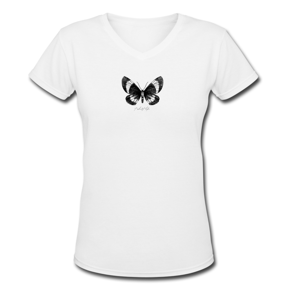 Women's V-Neck Butterfly T-Shirt - white