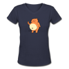 Women's V-Neck Happy Cat T-Shirt - navy