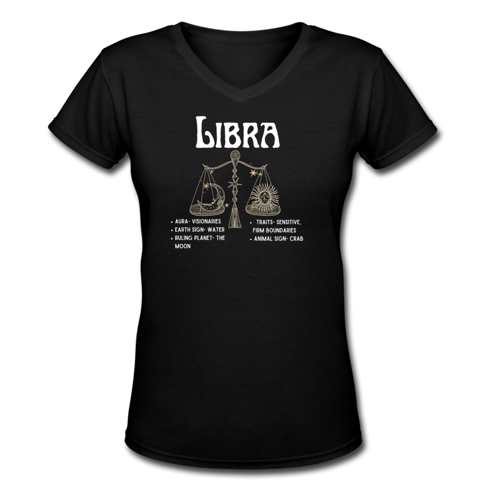 Women's V-Neck Libra T-Shirt - black