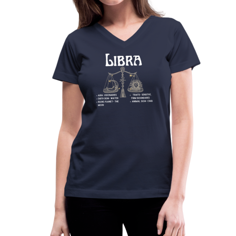 Women's V-Neck Libra T-Shirt - navy