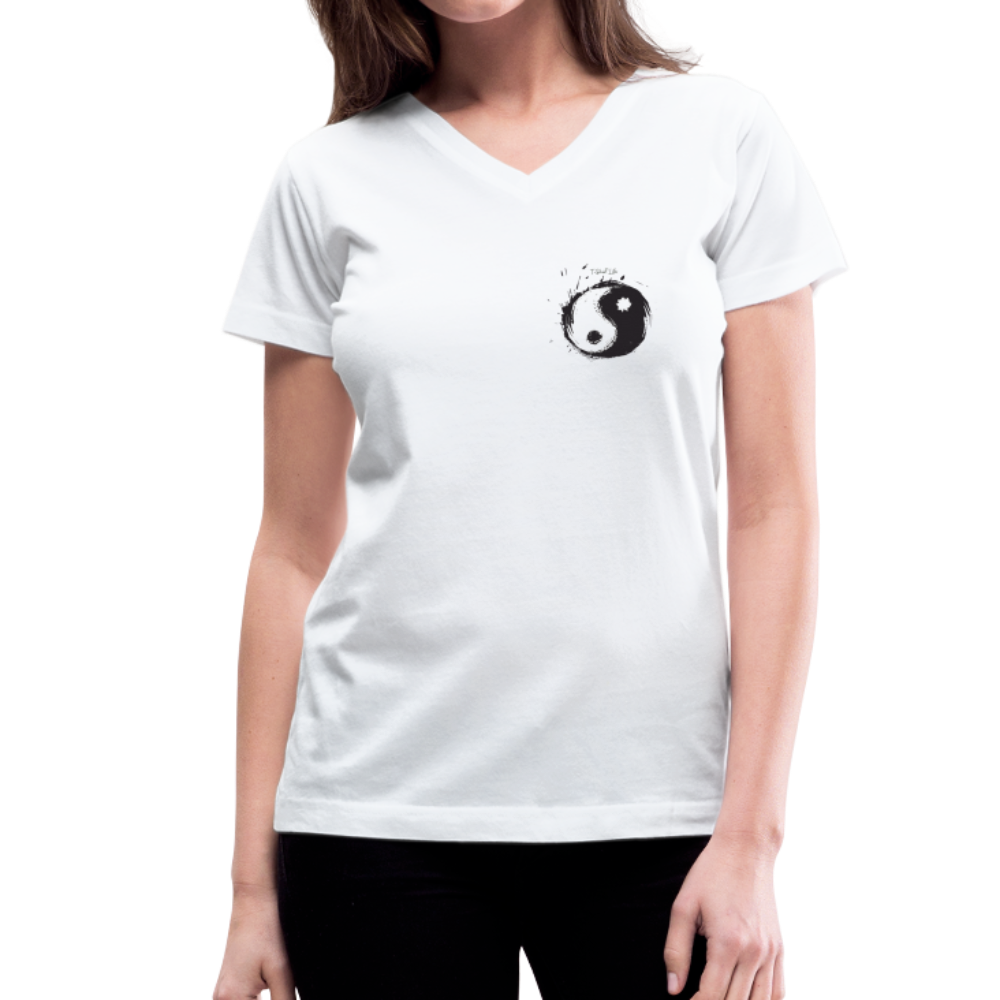 Women's V-Neck Ying Yang T-Shirt - white
